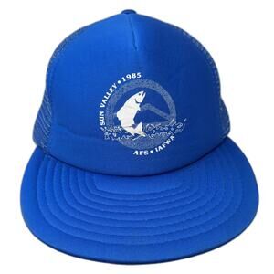 Sportcap Blue Trucker Hat Sun Valley 1985 Fish AFS IAFWA Snapback Mesh Cap